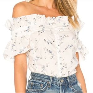 COPY - Rebecca Taylor Off-the-Shoulder Floral Francine Top Sz 2